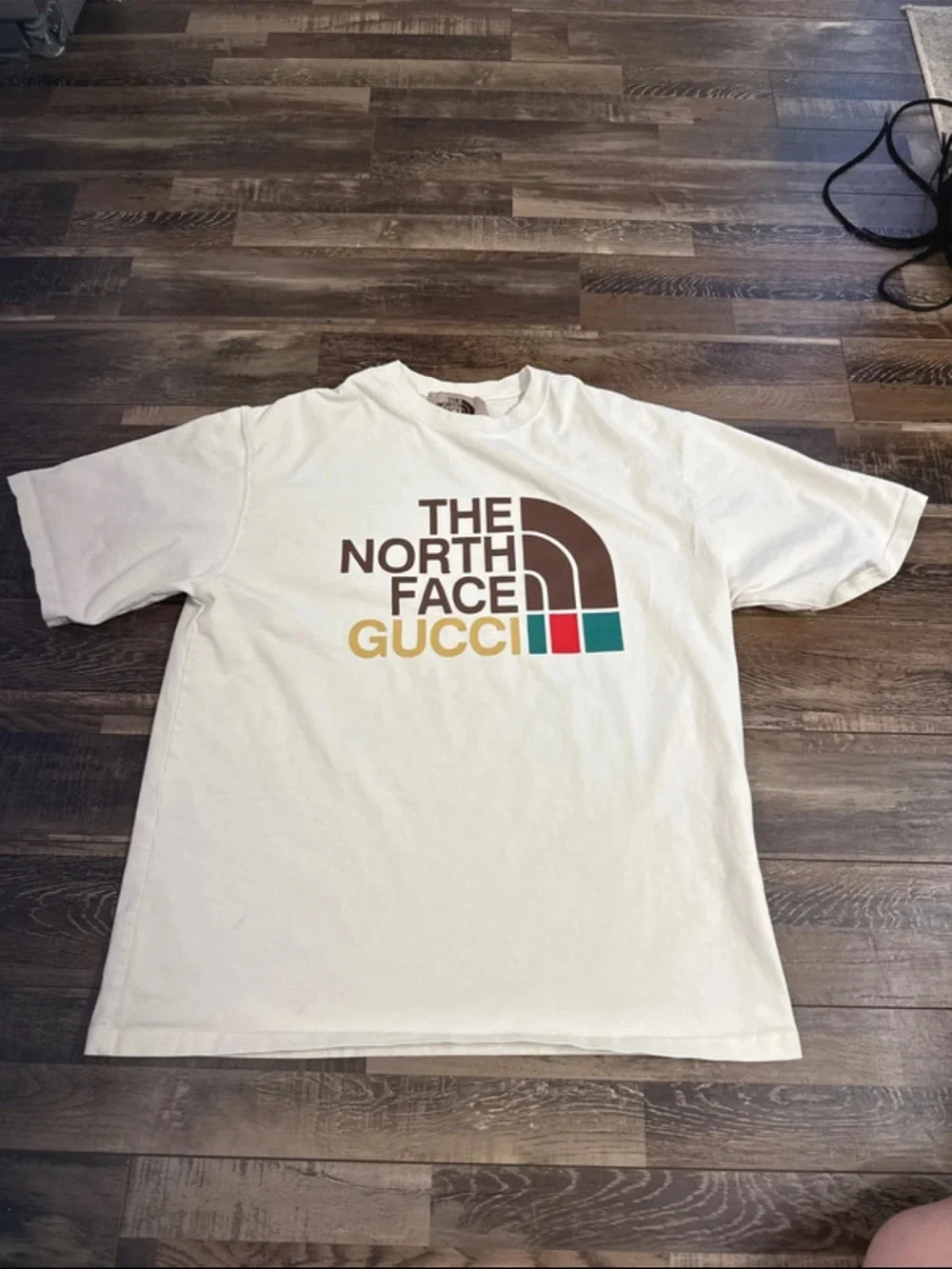 The North Face Tee — Cream with Brown, Gold & Green Accents